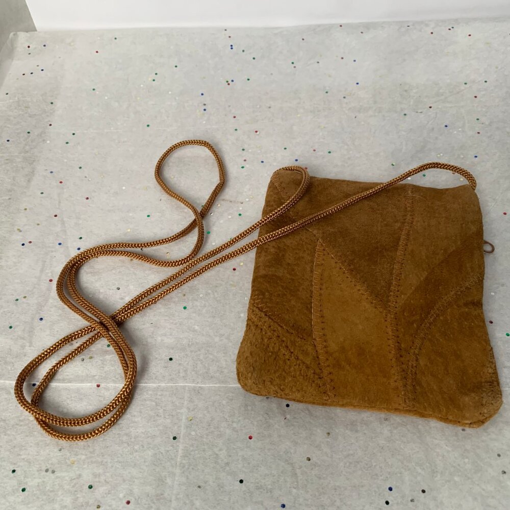 Mini Patchwork 2 Zip Crossbody Purse Brown Suede … - image 8